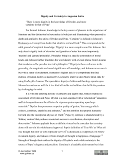 Dignity and Certainty in Augustan Satire