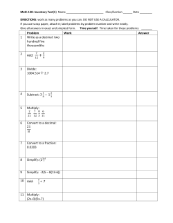 Problem Work Answer 1 Write as a decimal: two hundred five