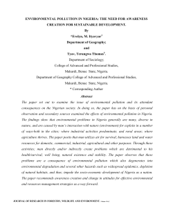 ENVIRONMENTAL POLLUTION IN NIGERIA: THE NEED FOR