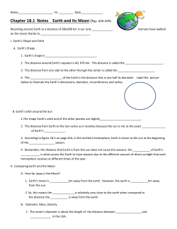 Chapter 18.1 Notes Earth and Its Moon (Pgs