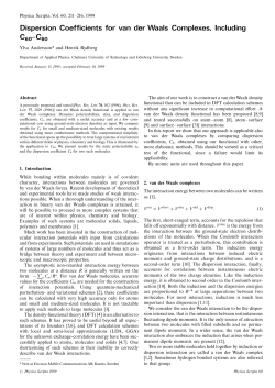 Dispersion Coefficients for van der Waals Complexes, Including