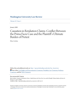 Causation in Retaliation Claims: Conflict Between the Prima Facie