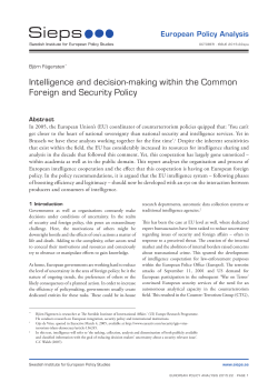 Intelligence and decision-making within the Common
