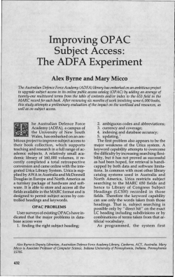 Improving OPAC Subject Access: The ADFA Experiment