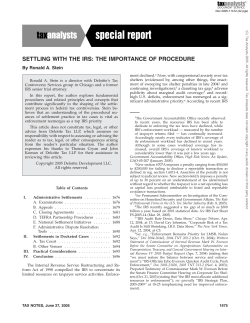 SETTLING WITH THE IRS: THE IMPORTANCE OF PROCEDURE