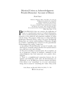 Mystical Union as Acknowledgment: Pseudo