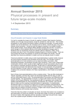 Annual Seminar 2015 Physical processes in present and