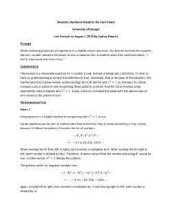 Situation: Numbers Raised to the Zero Power University of Georgia