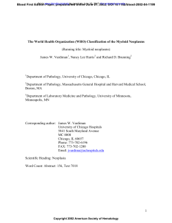 (WHO) Classification of the Myeloid Neoplasms