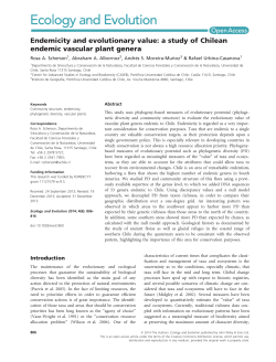 Endemicity and evolutionary value: a study of Chilean endemic