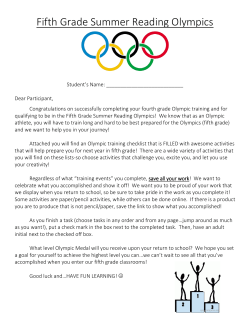 Summer olympics literacy challenge - Ms. Southmayd