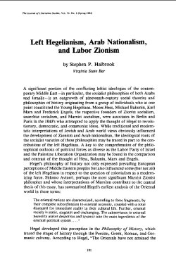 Left Hegelianism, Arab Nationalism, and Labor