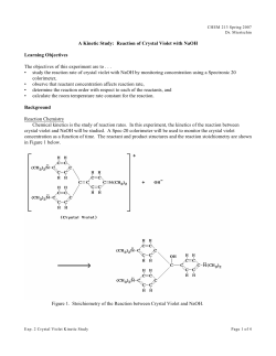 A Kinetic Study: Reaction of Crystal Violet with NaOH Learning