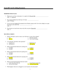 Word 2007 Unit B: Editing Documents