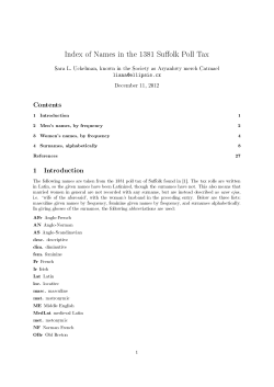 of Names in the 1381 Suffolk Poll Tax