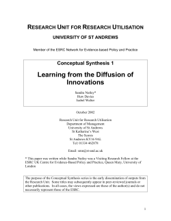 Conceptual Synthesis 1: The Diffusion of Innovations