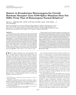 Stature in Ecuadorians Heterozygous for Growth Hormone Receptor