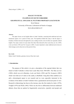 DIALECT IN FILMS: EXAMPLES OF SOUTH YORKSHIRE
