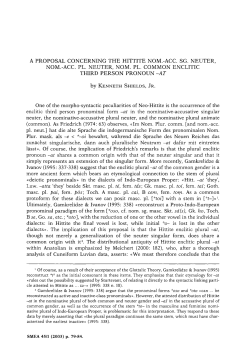 a proposal concerning the hittite nom.-acc. sg. neuter, nom.