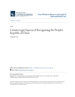 Certain Legal Aspects of Recognizing the People`s Republic of China