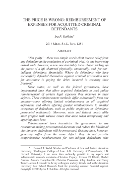 The Price Is Wrong: Reimbursement of Expenses for Acquitted