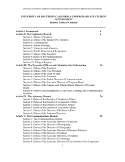 USG Bylaws - Campus Activities - University of Southern California
