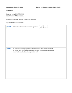 Concepts of Algebra 2 Notes Section 3