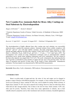New Cyanide-Free Ammonia Bath for Brass Alloy Coatings on Steel