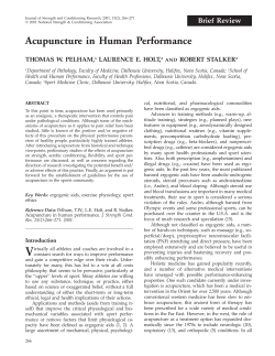 Acupuncture in Human Performance