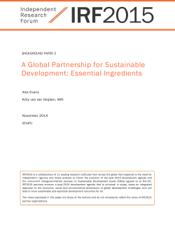 A Global Partnership for Sustainable Development: Essential