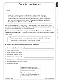 Complex sentences - E