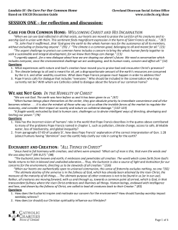 SESSION ONE &ndash; for reflection and discussion: