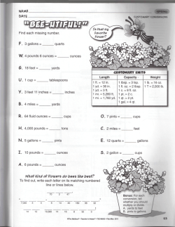 NAME. DATE_ Find each missing number. F. 3 gallons = quarts W. 4