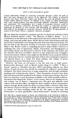 The critique of vernacular discourse.