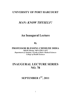 78th Inaugural Lecture - 2011 by Prof. B. C. Didia