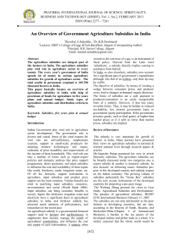 An Overview of Government Agriculture Subsidies in India