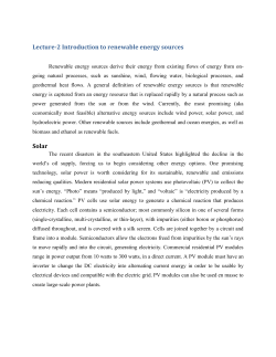 Lecture-2 Introduction to renewable energy sources Solar