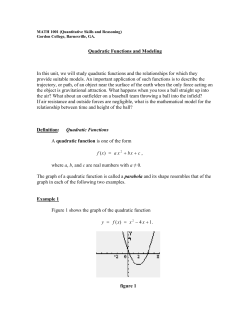 Quadratic Functions and Modeling