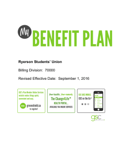 Ryerson Students` Union Billing Division: 70000 Revised Effective
