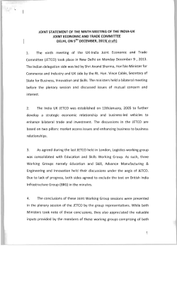 Agreed Minutes of the 9th India-UK JETCO