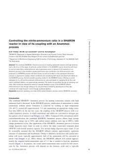 Controlling the nitrite:ammonium ratio in a SHARON reactor in view