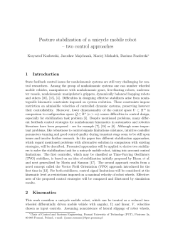 Posture stabilization of a unicycle mobile robot &ndash; two control