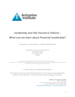 Leadership and Life Insurance Failures &ndash; What