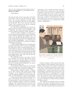 Note on the publisher of the Bodoni book: David