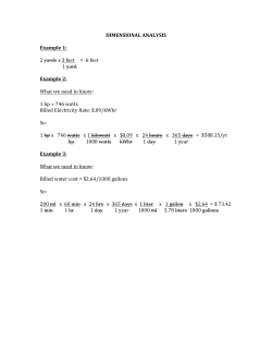 DIMENSIONAL ANALYSIS Example 1