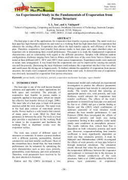 An Experimental Study in the Fundamentals of Evaporation from