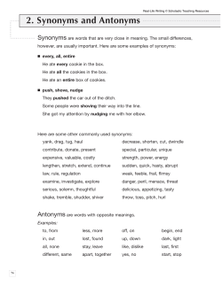 2. Synonyms and Antonyms