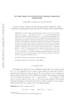 On the index of length four minimal zero
