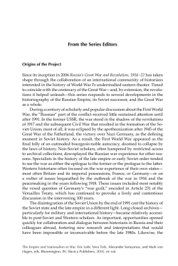 From the Series Editors - Russia`s Great War and Revolution