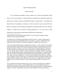 LEGAL FICTIONS REVISTED Frederick Schauer* It is no